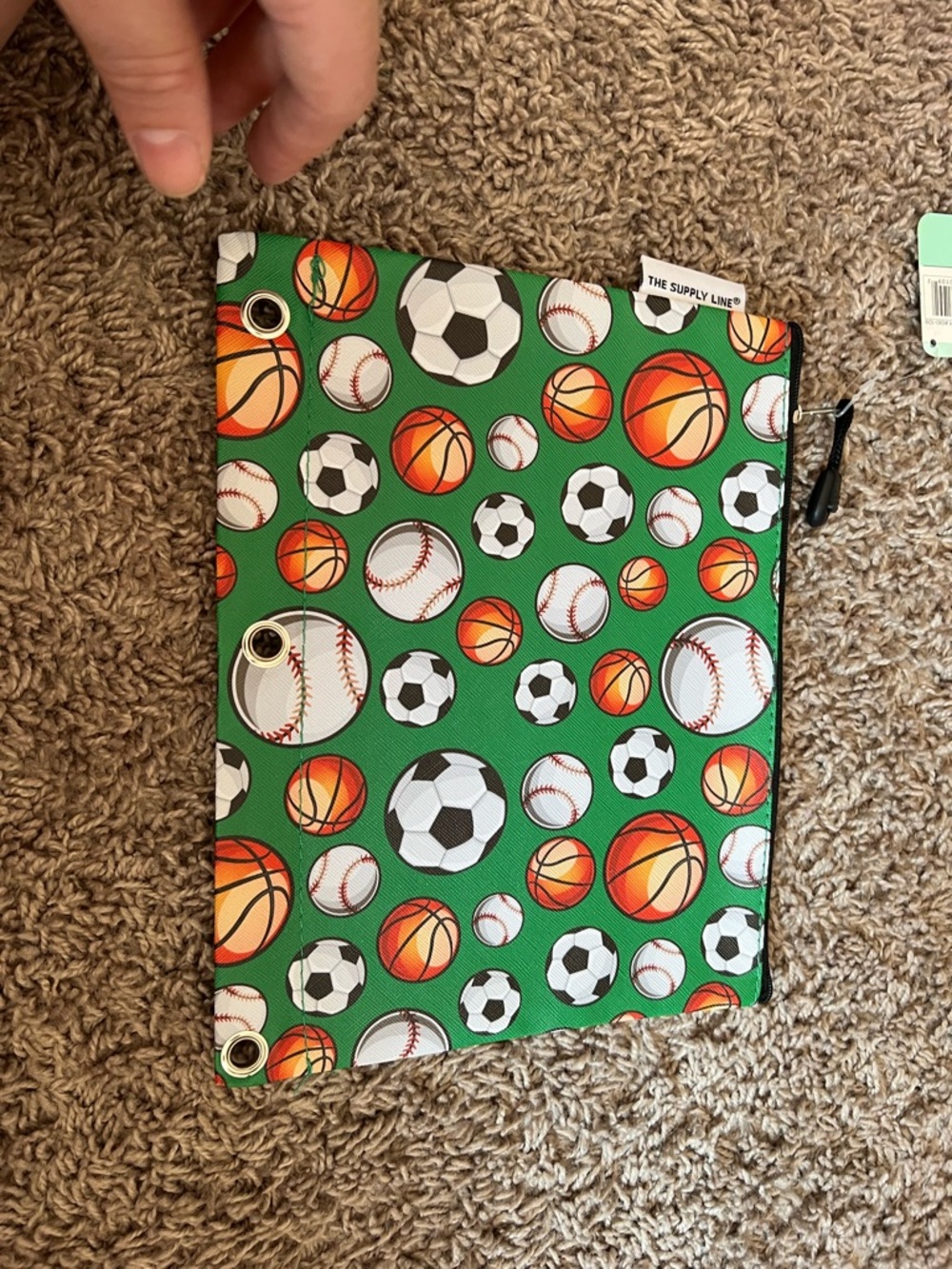 Kids Sports Print Green Pencil Pouch